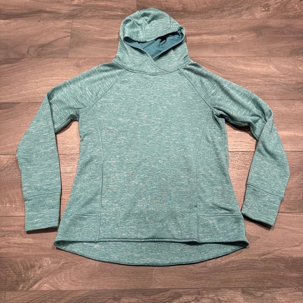 Champion Women's Pullover Hoodie - Size   Medium Blue/Green with Thumb Holes